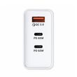 Lemontti Incarcator Retea GaN 2x Type-C si 1x USB-A, 65W, Fast Charge, EU Plug, Alb