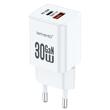 Lemontti Incarcator Retea GaN Dual Port 1x Type-C si 1x USB-A, 30W, EU Plug, Alb