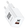 Lemontti Incarcator Retea GaN Dual Port 1x Type-C si 1x USB-A, 30W, EU Plug, Alb
