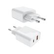 Prestico Incarcator Retea F11 Dual Port USB-A si USB-C, PD+QC 3.0, 20W, Fast Charge Alb