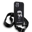Karl Lagerfeld Husa Liquid Silicone Crossbody Ikonik iPhone 15 Negru