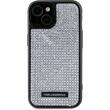 Karl Lagerfeld Husa Rhinestone Plate Metal Logo iPhone 15 Argintiu