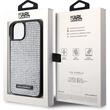 Karl Lagerfeld Husa Rhinestone Plate Metal Logo iPhone 15 Argintiu