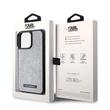 Karl Lagerfeld Husa Rhinestone Plate Metal Logo iPhone 15 Pro Argintiu