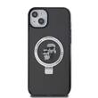 Karl Lagerfeld Husa Ringstand Karl & Choupette MagSafe iPhone 15 Plus Negru