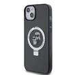 Karl Lagerfeld Husa Ringstand Karl & Choupette MagSafe iPhone 15 Plus Negru