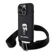 Karl Lagerfeld Husa Saffiano Crossbody Metal Ikonik iPhone 15 Pro Max Negru