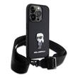 Karl Lagerfeld Husa Saffiano Crossbody Metal Ikonik iPhone 15 Pro Max Negru