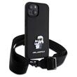Karl Lagerfeld Husa Saffiano Crossbody Metal Karl&Choupette iPhone 15  Negru