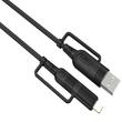 Lemontti Cablu Multi connector 4 in 1, USB-A & Type-C la Type-C & Lightning, PD 60W, 1.2m, Negru