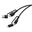 Lemontti Cablu Multi connector 4 in 1, USB-A & Type-C la Type-C & Lightning, PD 60W, 1.2m, Negru