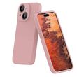 Lemontti Husa Liquid Silicon MagCharge iPhone 15 Crem (protectie 360°, material fin, captusit cu microfibra)