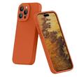 Lemontti Husa Liquid Silicon MagCharge iPhone 15 Pro Max Portocaliu (protectie 360°, material fin, captusit cu microfibra)