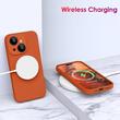 Lemontti Husa Liquid Silicon MagCharge iPhone 15 Portocaliu (protectie 360°, material fin, captusit cu microfibra)