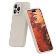 Lemontti Husa Liquid Silicon MagCharge iPhone 15 Pro Bej (protectie 360°, material fin, captusit cu microfibra)
