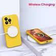 Lemontti Husa Liquid Silicon MagCharge iPhone 15 Pro Max Galben (protectie 360°, material fin, captusit cu microfibra)