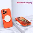 Lemontti Husa Liquid Silicon MagCharge iPhone 15 Pro Max Portocaliu Neon (protectie 360°, material fin, captusit cu microfibra)