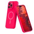 Lemontti Husa Liquid Silicon MagCharge iPhone 15 Pro Max Roz Neon (protectie 360°, material fin, captusit cu microfibra)