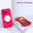 Lemontti Husa Liquid Silicon MagCharge iPhone 15 Pro Max Roz Neon (protectie 360°, material fin, captusit cu microfibra)