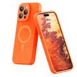 Lemontti Husa Liquid Silicon MagCharge iPhone 15 Pro Portocaliu Neon (protectie 360°, material fin, captusit cu microfibra)