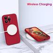 Lemontti Husa Liquid Silicon MagCharge iPhone 15 Pro Visiniu (protectie 360°, material fin, captusit cu microfibra)