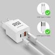 Lemontti Incarcator Retea GaN Dual Port 1x Type-C si 1x USB-A, 25W, EU Plug, Alb