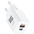 Lemontti Incarcator Retea GaN Dual Port 1x Type-C si 1x USB-A, 25W, EU Plug, Alb