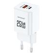 Lemontti Incarcator Retea GaN Dual Port 1x Type-C si 1x USB-A, 25W, EU Plug, Alb