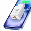 Lemontti Incarcator Retea GaN Fast Charge 45W 1 x PD Type-C + 1 x USB-A Quick Charge 3.0 Alb
