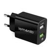 Lemontti Incarcator Retea Fast Charge 30W 2 porturi USB-A QC 3.0 + USB-A 2.4A Negru