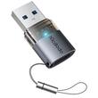 Mcdodo Adaptor OTG Type-C la USB 3.0, Aliaj de aluminiu, Incarcare si sincronizare date, cu indicator luminos, snur de prindere, Negru