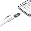 Mcdodo Adaptor Type-C la Lightning OTG 36W, aliaj de aluminiu, incarcare si sincronizare date, lumina albastra, snur, Negru