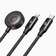 Mcdodo Cablu 3in1 Type-C la Lightning/Type-C cu Incarcator Wireless compatibil cu Apple Watch, 100W Fast Charging, O Series, 1.2m  Negru