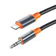 Mcdodo Cablu Audio Lightning la Jack 3.5mm, Design spiralat, Impletit din nailon, 1.8m, Negru
