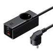 Mcdodo Incarcator de retea 4 in 1 cu prelungitor Super Cube Schuko, 2x Tip-C, USB-A, Fast Charge 70W, Tehnologie GaN, 1,5 m Negru