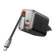 Mcdodo Set Incarcator Retea 67W, Fast Charger, FreeGo 1x USB-A, 1x Type-C, cablu Type-C retractabil, 65cm, Digital Display, Negru