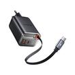 Mcdodo Set Incarcator Retea 67W, Fast Charger, FreeGo 1x USB-A, 1x Type-C, cablu Type-C retractabil, 65cm, Digital Display, Negru