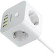 Baseus Incarcator de retea PowerCombo 7in1 cu prelungitor, 3 AC + 3 x USB-A + 1 x USB-C 20W 1.5 m, Alb  