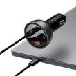 Baseus Set Incarcator Auto Digial Display 140W Fast Charger PD,QC3.0, 1x USB, 1xType-C, cablu inclus Type-C, 1m Negru