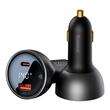 Baseus Set Incarcator Auto Digial Display 140W Fast Charger PD,QC3.0, 1x USB, 1xType-C, cablu inclus Type-C, 1m Negru