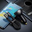 Baseus Set Incarcator Auto Digial Display 140W Fast Charger PD,QC3.0, 1x USB, 1xType-C, cablu inclus Type-C, 1m Negru