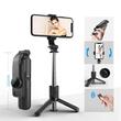 Techsuit Mini Selfie Stick cu Trepied Stabil L11, Bluetooth, Rotatie 360, 73cm, Negru