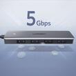 Ugreen Multihub Type-C la 4xUSB-A 3.0, Micro-USB Power Port, 5Gbps, Gri
