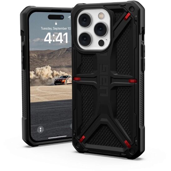 Husa iPhone 14 Pro UAG Monarch Series Kevlar Black, military drop tested