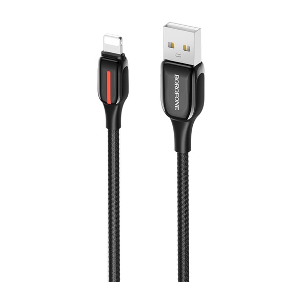 Borofone Cablu BU14 Heroic USB la Lightning Negru (impletitura textila, 1.2m)