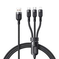 Cablu Super Fast Charging Lightning, MicroUSB si Type-C Mcdodo Grenade Series 3 in 1, 1.2m, Black