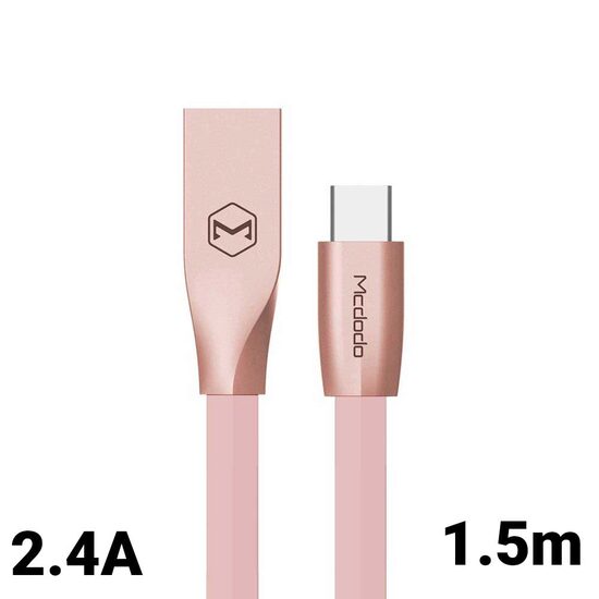 Cablu Type-C Mcdodo Zn-Link Rose Gold White (1.5m, 2.4A max)