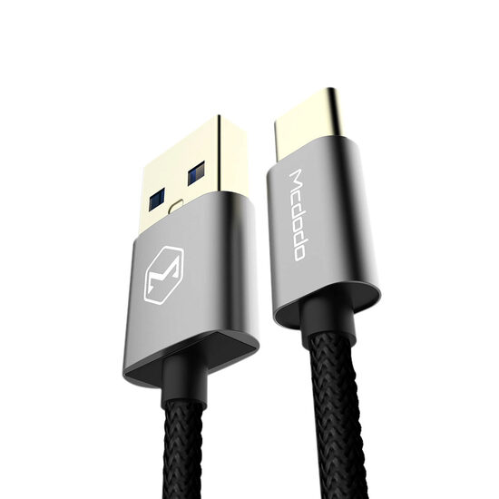 Cablu Type-C Mcdodo Fast Grey (1m, 2.4A max, USB 3.0, golden plated)