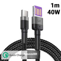 Cablu Type-C Baseus Cafule HW Quick Charging  40W ,1m,Gray & Black