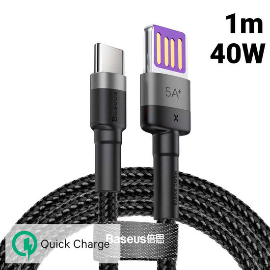 Cablu Type-C Baseus Cafule HW Quick Charging  40W ,1m,Gray & Black